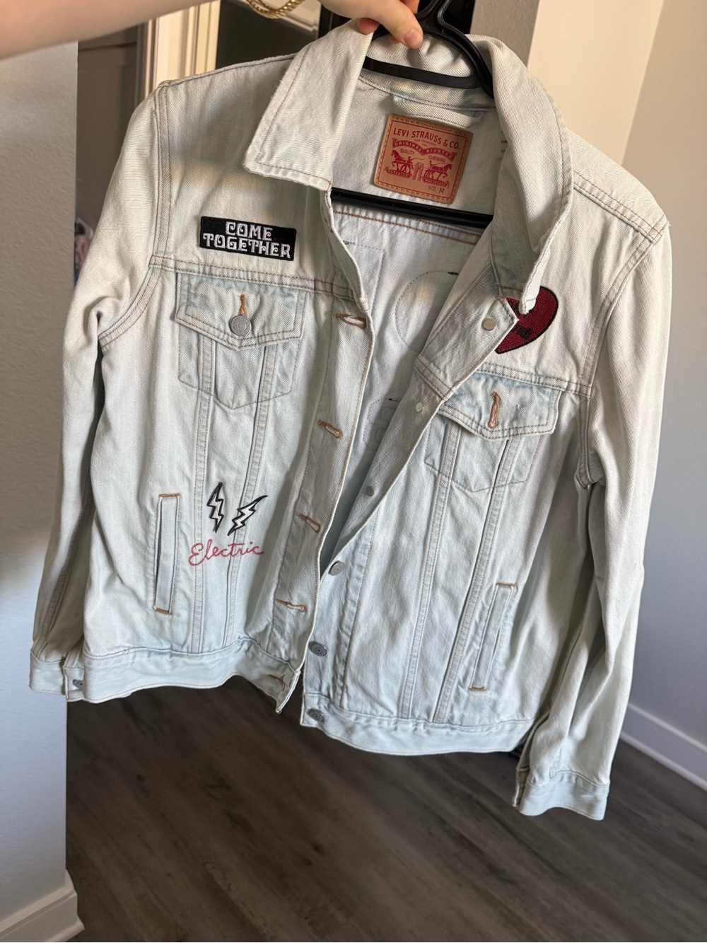Levi's Light Blue Denim Jacket with Embroidered Patches